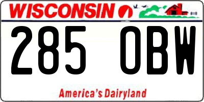 WI license plate 285OBW