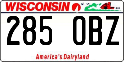 WI license plate 285OBZ