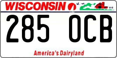 WI license plate 285OCB