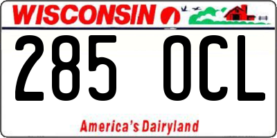 WI license plate 285OCL