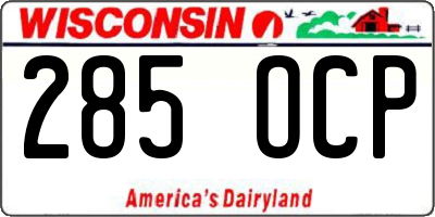WI license plate 285OCP