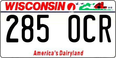WI license plate 285OCR