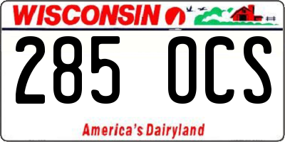 WI license plate 285OCS
