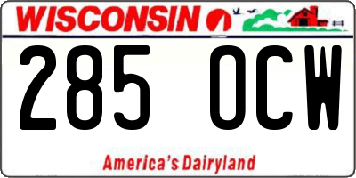 WI license plate 285OCW