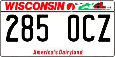 WI license plate 285OCZ