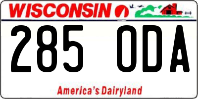 WI license plate 285ODA