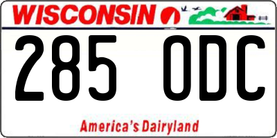 WI license plate 285ODC