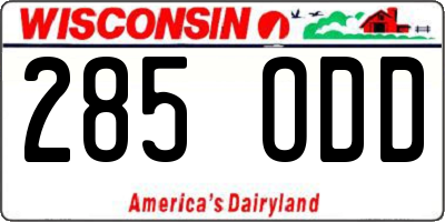 WI license plate 285ODD