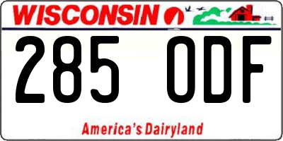 WI license plate 285ODF