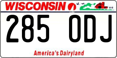 WI license plate 285ODJ