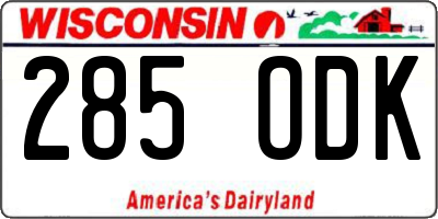 WI license plate 285ODK
