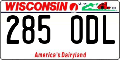 WI license plate 285ODL