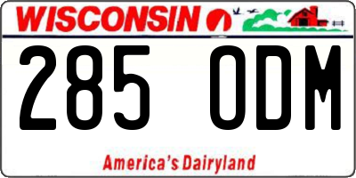 WI license plate 285ODM
