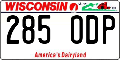 WI license plate 285ODP