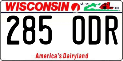 WI license plate 285ODR