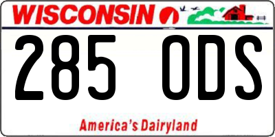 WI license plate 285ODS