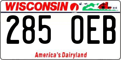 WI license plate 285OEB