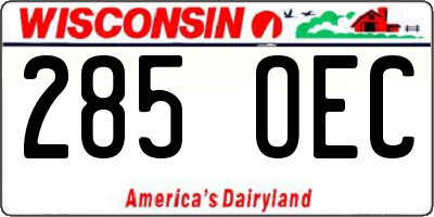 WI license plate 285OEC