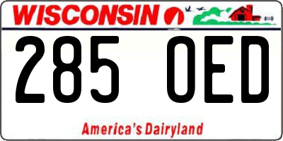 WI license plate 285OED