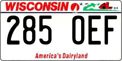 WI license plate 285OEF