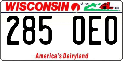 WI license plate 285OEO