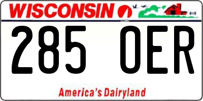 WI license plate 285OER