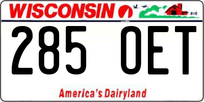 WI license plate 285OET