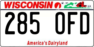 WI license plate 285OFD