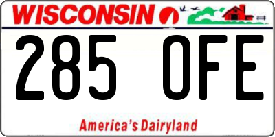 WI license plate 285OFE