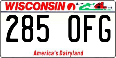 WI license plate 285OFG