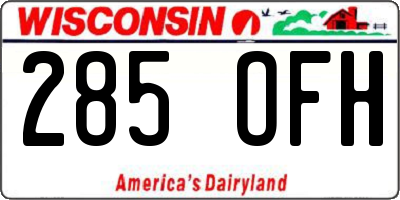 WI license plate 285OFH