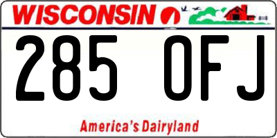 WI license plate 285OFJ