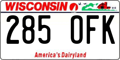 WI license plate 285OFK