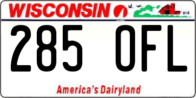 WI license plate 285OFL
