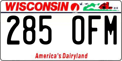 WI license plate 285OFM