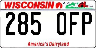 WI license plate 285OFP