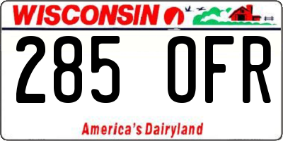 WI license plate 285OFR