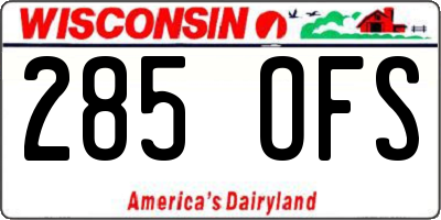 WI license plate 285OFS