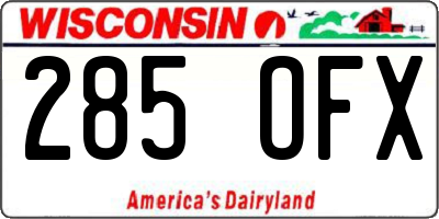 WI license plate 285OFX