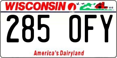 WI license plate 285OFY
