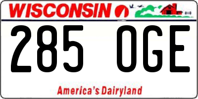 WI license plate 285OGE