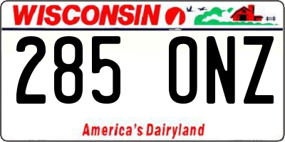 WI license plate 285ONZ