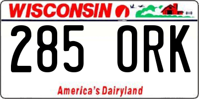 WI license plate 285ORK