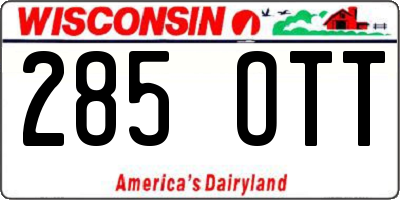 WI license plate 285OTT