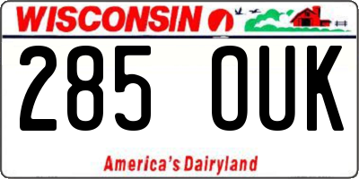 WI license plate 285OUK
