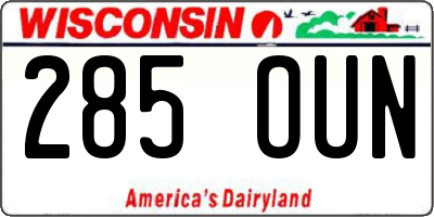 WI license plate 285OUN