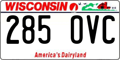 WI license plate 285OVC