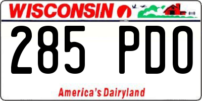 WI license plate 285PDO