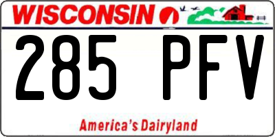 WI license plate 285PFV