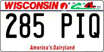 WI license plate 285PIQ